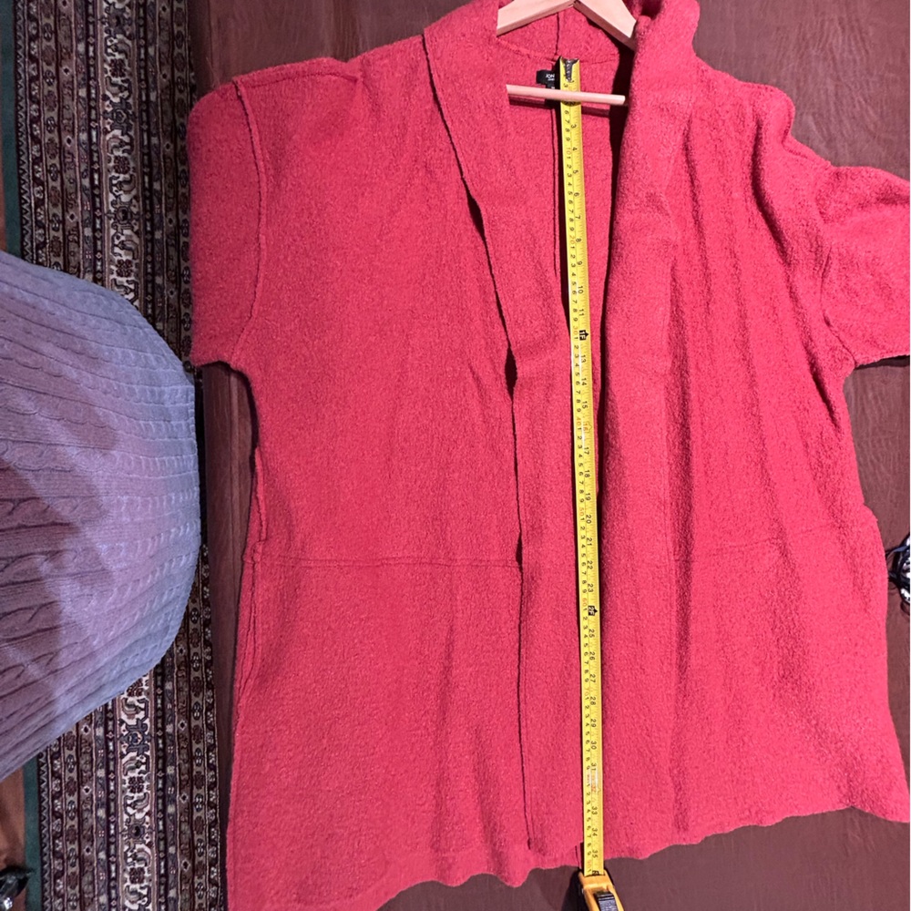 Spring weight, boiled wool coat. Open front, knee length. Subdued rust color. - Picture 5 of 7